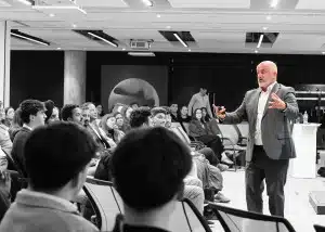 Enda O'Doherty motivational keynote speaker delivering corporate event presentation to business audience in Dublin Ireland