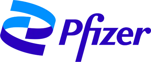 Pfizer logo. Pfizer is a client of corporate keynote speaker Enda O&rsquo;Doherty.