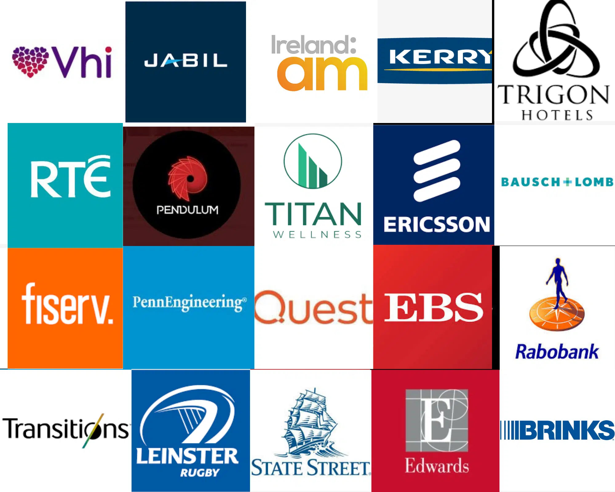 Corporate clients of keynote speaker Enda O’Doherty including Vhi, Kerry, Ericsson, Fiserv, EBS, Rabobank, Leinster Rugby and State Street